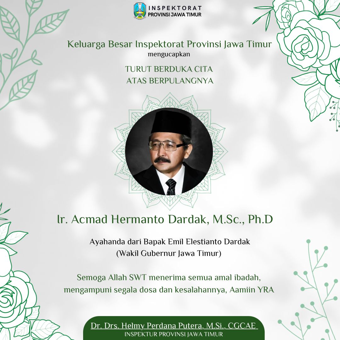 Berita Duka, Ayah Wakil Gubernur Jatim  Bapak Emil Dardak Meninggal Dunia